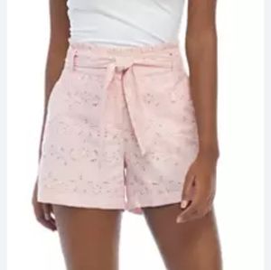 crown & ivy Pink Eyelet Tie-Waist Shorts